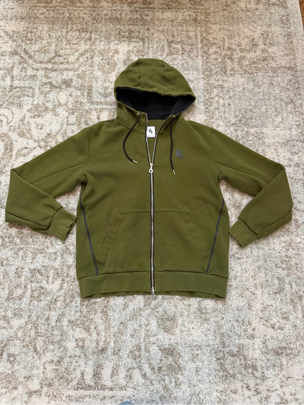Nike Olive Green Full-Zip Hooded Sweater - Men's